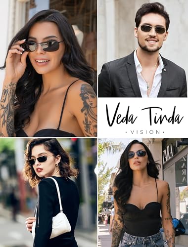 Veda Tinda Vision Rectangle Sunglasses for Women Retro 90s Y2k Shades for Men Warp Around Sport Mens Glasses UV400 Protection2