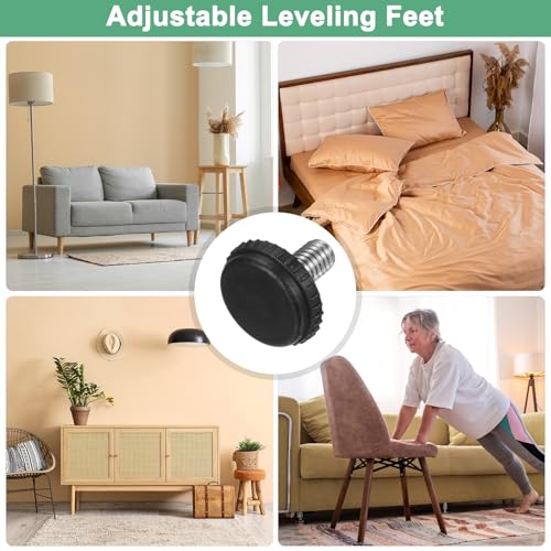 Image of M METERXITY 8-Pack Furniture Feet, 5 /16 inch-18 Thread Adjustable Furniture Levelers, Adjustable Leveling Feet Supports 2640LBS for Tables /Cabinets /Large Base Supports [Black]