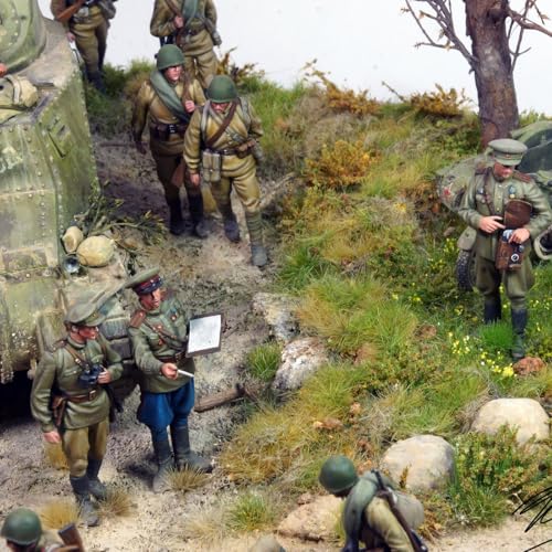 Warmtree 20 Pcs Static Grass Bushy Tufts Lowland Shrubs Model Kit Scenery Model DIY Miniature for Train Landscape Railroad Scenery Sand Military Layout Model War Gaming Terrain(Autumn Brown) - Image 5