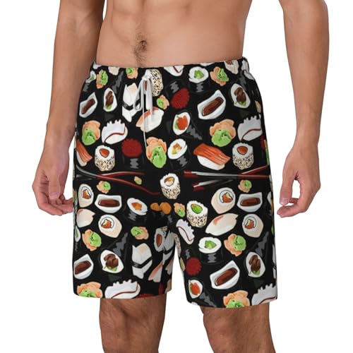 Japanese Sushi Black Breathable Fit Trends Men's Swim Trunks Board Short with Waist Elastic Band Swimming Trunks2