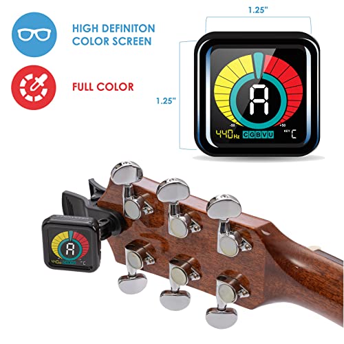 kliq ubertuner professional clip-on tuner for guitar bass ukulele violin mandolin banjo amp all instruments fast amp accurate chromatic tuning with multi-key modes black