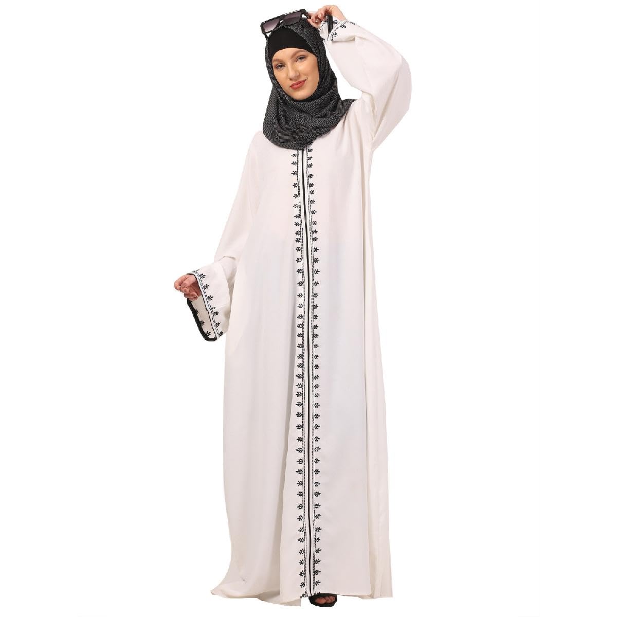 Women’s CEY Fabric Classic Hand Embroidered A-Line Abaya Dress (BT-EAB-006)-image-10