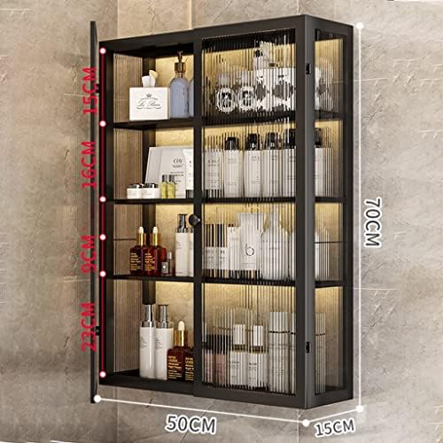 Black Bathroom Medicine Cabinet, Wall-Mounted Organizer, No-Punch Installation, Space-Saving Cupboard, 30x15x45cm, Modern Design for Home & Bathroom Storage Solutions.
