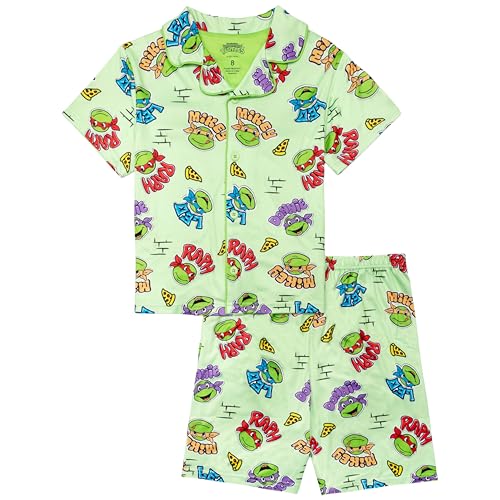 Nickelodeon Boys 2-Piece Loose-fit Button Down Matching Pajama Set Soft & Cute for Kids TMNT 6