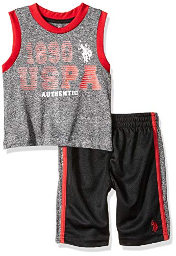 U.S. Polo Assn. Boys' Little 2 Piece Athletic Tank and Mesh Short Set