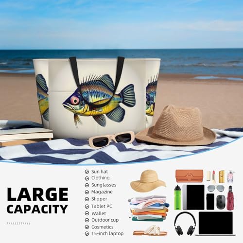 Fly Yellow Fish Large Capacity Foldable Tote Bag Women Beach Tote Bag Handbag Gym Bag Travel Shopping Bag 5