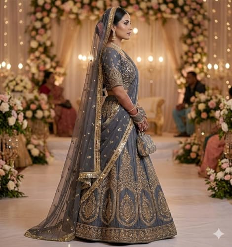 Image of Navti Creations Women's Lightweight Net Dupatta With Sequence Embroidery & Kiran Border (Length 2.25m)