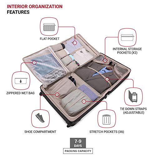 SWISSGEAR Premium Rolling Garment Bag | Bonus Hanging Feature | Men's and Women's Carry-on Luggage - Black