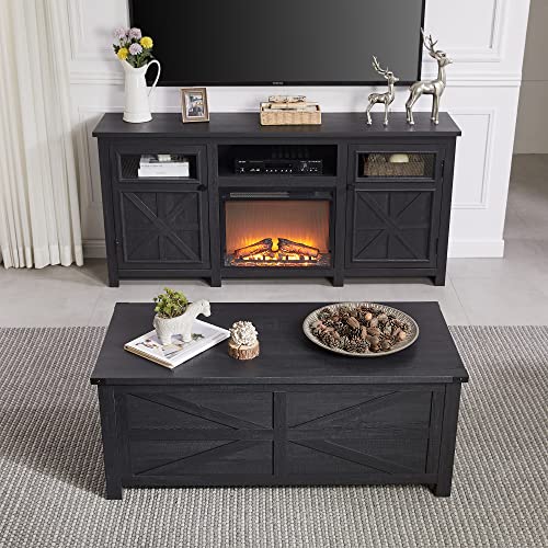 48” Modern Farmhouse Wood Coffee Table With 4 Large Storage Drawers; Decorative Rustic Living Room Coffee Table; Work From Home, Office And Living Room Storage For Books, Desk Supplies, Games, Blanket #TOP5