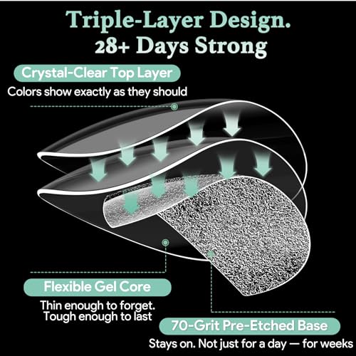 Image of Leykosh 540 Pcs Short Almond False Nail Tips, 15 Sizes with Half Sizes, 70-Grit Pre-shaped Half Matte Soft Clear Acrylic Press Ons, Full Cover Fake Nails for Salon Manicure, Extensions & DIY