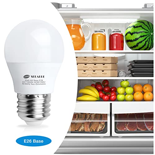 Seealle Led Refrigerator Light Bulb 4 Watt, Waterproof Freezer Led Light Bulbs, A15 E26 Medium Base Appliance Fridge Light Bulb, 40 Watt Equivalent 120V, Daylight White, Not-Dim (Pack Of 2) #TOP1
