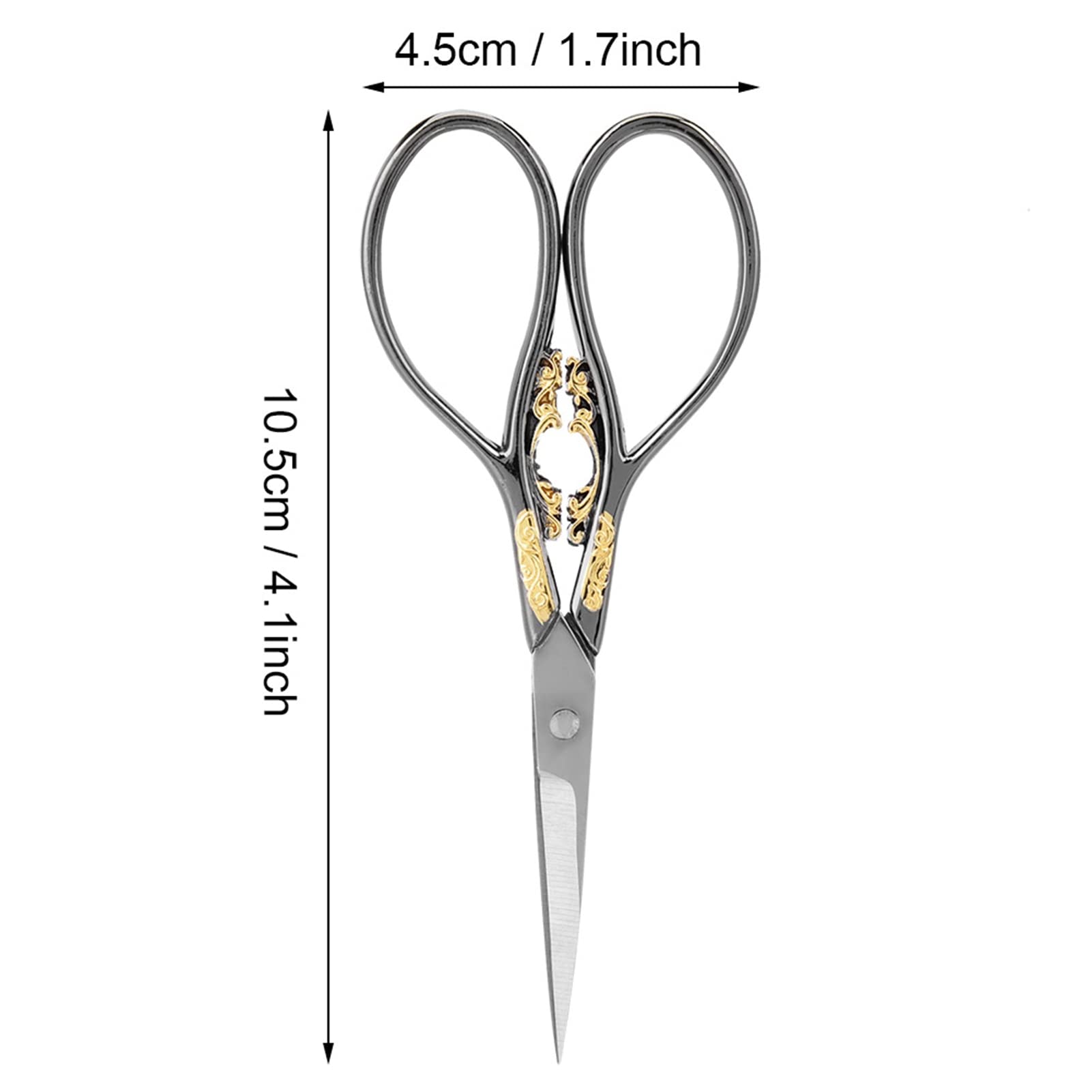 Lybunair Antique Style Stainless Steel Tailor Scissors Household DIY Sewing Accessories (Black Gold Flower)
