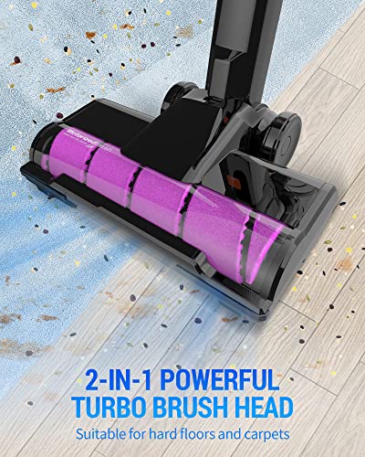 Powools 25Kpa Cordless Vacuum Cleaner - Stick Vacuum Cleaner High Power W/Long Battery Life, Portable Household Vacuum Cleaner For Carpet And Floor, 6-In-1 Wireless Vacuum, Purple (Pl8732) #TOP4
