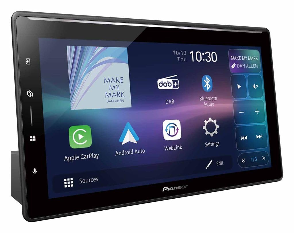 Pioneer SPH-EVO107DAB-UNI - Centro Multimedia y navegación 1-DIN, Panel táctil de 10,1 Pulgadas, Wi-Fi, Bluetooth, Apple CarPlay, Android Auto y Dab+, Ecualizador gráfico de 13 Bandas