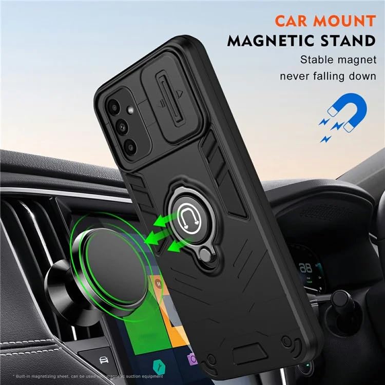 Image of YUWOO Back Cover for Poco X5 Pro 5G|Shockproof Cover|Military Grade Protection|Camera Slider for Protection|Multi Use Super Ring Back Cover for Poco X5 Pro 5G