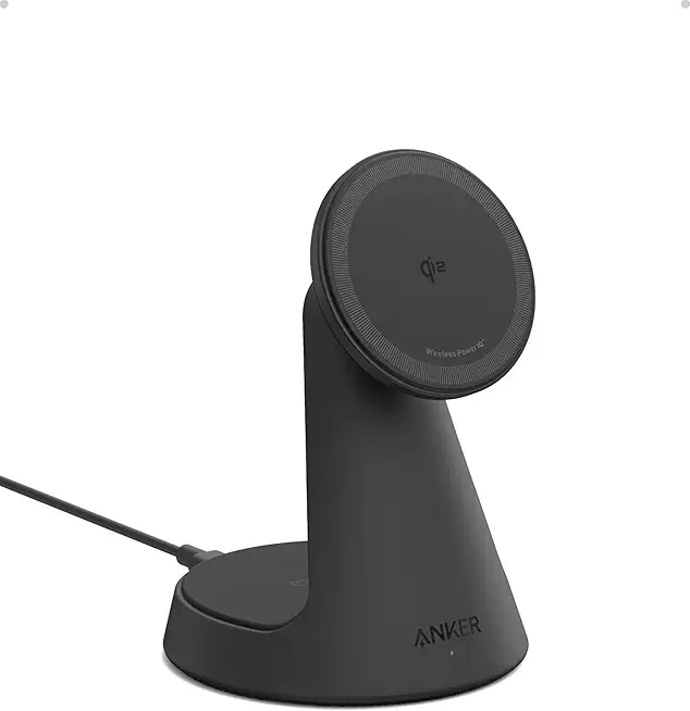 Anker MagGo MagSafe kompatibles 2-in-1 Ladegerät, Qi2 Zertifiziert 15W Schnellladegerät Ständer, Einstellbar stabil, Für iPhone 16/15/14/13/12, AirPods Pro und mehr (Ohne Netzteil)