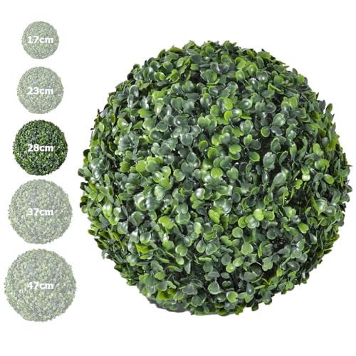 HORO.ES Bola de Césped Artificial, Bola de topiario de boj, Bola de Planta de plástico Verde con 5 tamaños para Espacios Interiores, jardín, decoración de Bodas y decoración del hogar (28CM)
