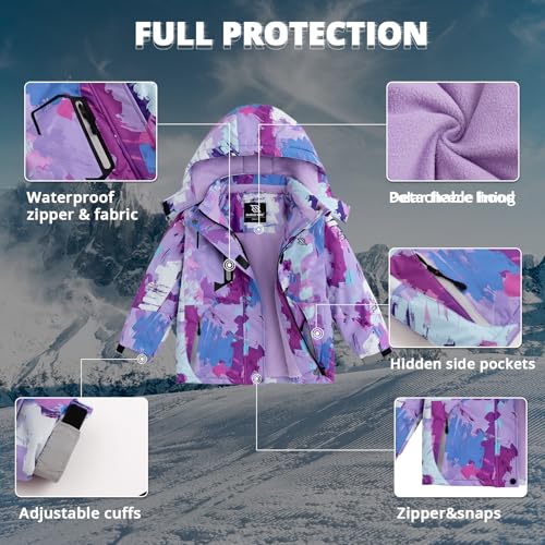 Simplee Kids Girls Waterproof Ski Snow Jacket Fleece Raincoat Colorful Winter Coat Warm Hooded 2024 thumb #5