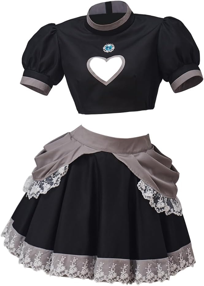 Willyacos Bowsette Cosplay Dress Sexy Black Short Princess Bowsette Cosplay Costume Dress Tops Skirts Outfit for Adult Women