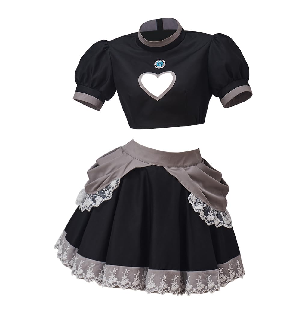 Willyacos Bowsette Cosplay Dress Sexy Black Short Princess Bowsette Cosplay Costume Dress Tops Skirts Outfit for Adult Women: XX-Large Black