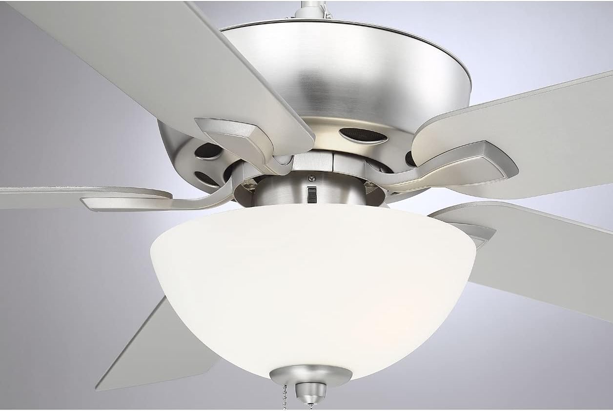 Buy 1 get 1 Trade Winds Lighting TW2007BN Berkeley Lake 52 Contractor Grade Ceiling Fan with LED Light Kit in Brushed Nickel with Reversible Blades