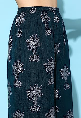 Image of LYMI LABEL Kurta Palazzo Set For Women - Poly Georgette Foil Printed Regular Fit A-Line Kurta Palazzo Set For Women