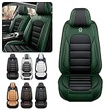 Iceleather Car Seat Covers for Suzuki Grand Vitara 2000-2013,Waterproof Soft Breathable PU Leather Seat Cover with Storage Pockets(Black&Green,Full Set)