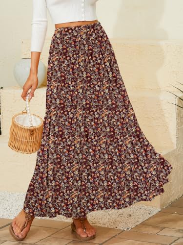 Image of NASHALYLY Women's Chiffon Elastic High Waist Pleated A-Line Flared Maxi Skirts