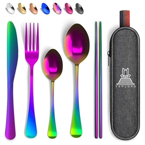Travel Utensils With Case, 5 Pcs portable silverware set (Multi)