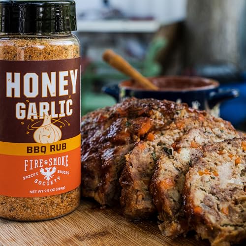 Fire & Smoke Society Honey Garlic BBQ Rub | BBQ Seasonings and Rubs for Smoking and Grilling | Pulled Pork Ribs Chicken, Burgers, Dry BBQ Rubs and Spices | Honey Garlic, Brown | M 6.5 oz