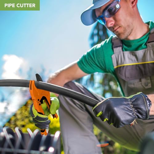 BLOSTM Plastic Pipe Cutter - Heavy Duty Ratchet Pipe Cutters with 42mm Outside Diameter Cutting Capacity for PVC PEX PPR Plastic Pipes & Rubber Hoses, Ergonomic Non-Slip Handle & Safety Lock (Orange) - Image 3
