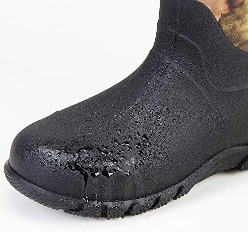 Tengta Men's Mid Calf Warm Insulated Waterproof Rubber Rain Boot Wide Width Winter Snow Mud Work Boots Black 10 #TOP3