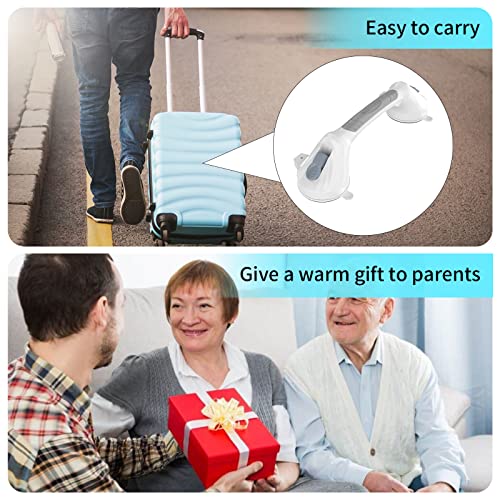 2 Pack Gray Suction Cup Adhesive Grab Bar With Indicator 15 Inch - 1.25" Diameter, Imomwee Bath Grab Bar Safety Balance Handrail, Handicap Elderly Senior Injury Disable Portable Assist Shower Handle #TOP7