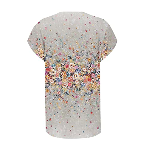 Women's Summer Short Sleeve Blouses Comfy Collacap Sleeve Island Vacation Top Casual Dressy Lace Trim T-Shirts For Women 2X 3X Geometric Print 2023 Summer Clothes V Neck Summer Orange,Xxxl #TOP3
