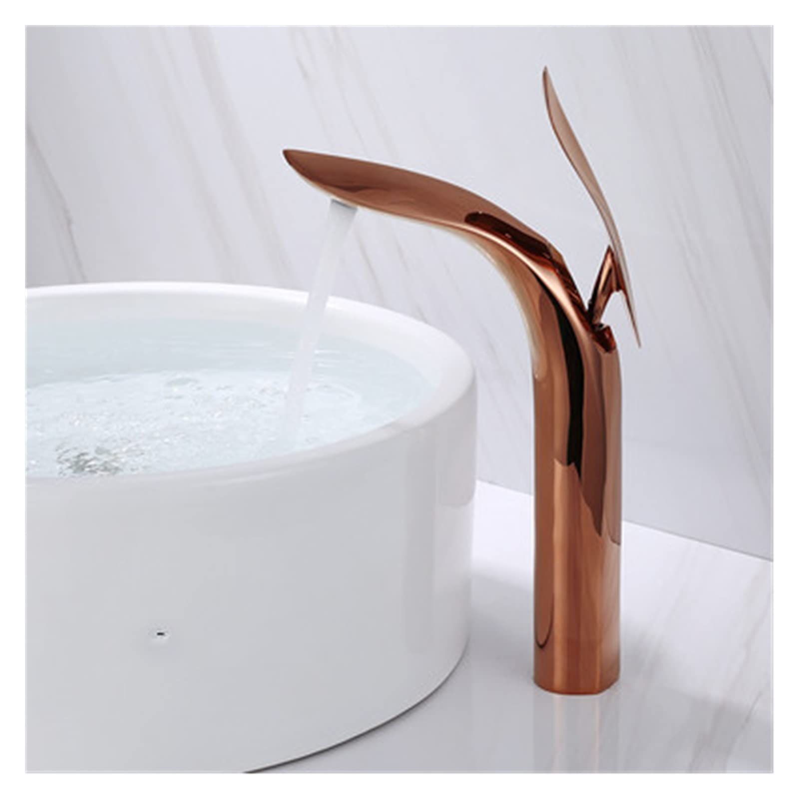 Mitigeur eau chaude et froide or rose pour vasque de salle de bain moderne