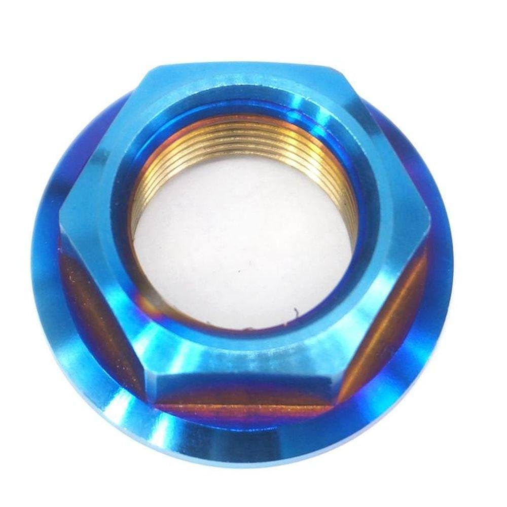 M18x1.5mm Burn Blue GR5 Titanium Flange Hex Nut for Motorcycle Centre Shaft