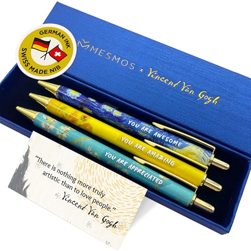 MESMOS Van Gogh - Juego de bolígrafos elegantes para mujer, regalos de agradecimiento para mujeres, bonitos bolígrafos lindos, regalos de jefe para compañeros de trabajo, bolígrafos para profesores,