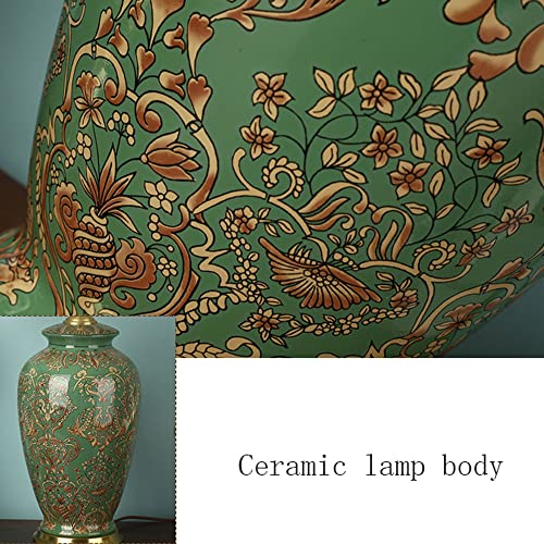 Yhqsyks Hand-Painted Stickers Traditional Table Lamps Green Ceramic Table Lamp With Brass Base For Living Room Family Bedroom Bedside Desk Light #TOP5