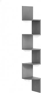Relaxdays Scaffale angolare, HxLxP: 125 x 20 x 20 cm, 5 Ripiani, MDF, Design Zigzag, libreria