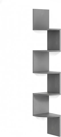 Relaxdays Scaffale angolare, HxLxP: 125 x 20 x 20 cm, 5 Ripiani, MDF, Design Zigzag, libreria