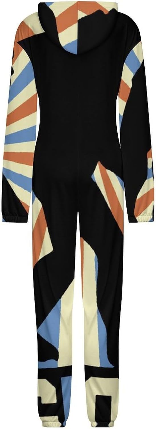 Bigfoot Vintage Sasquatch Adult Pajamas Onesie with Hood Pocket Jumpsuits One Piece Sleepwear