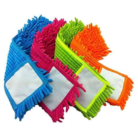 Set of 4 Microfiber Dust Mop Refills with Finger-Like Projections - 14x4 Inches Reusable Mop Pad Refills for Hardwood, Tile, and Laminate Floors Cover