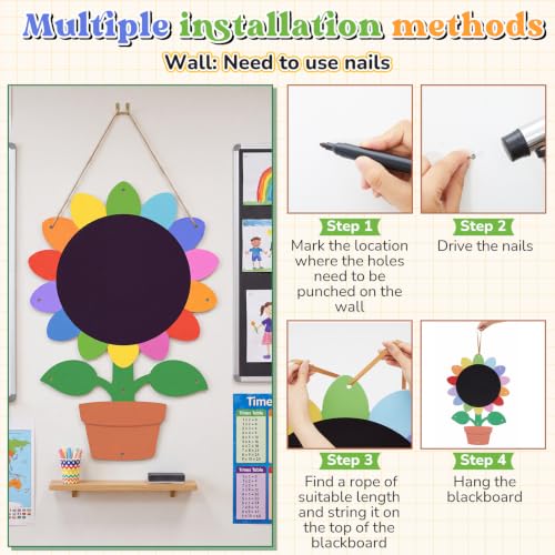 MotiMind 1 Pcs Sunflower Giant Outdoor Chalkboard for Kids, Rainbow — view 5