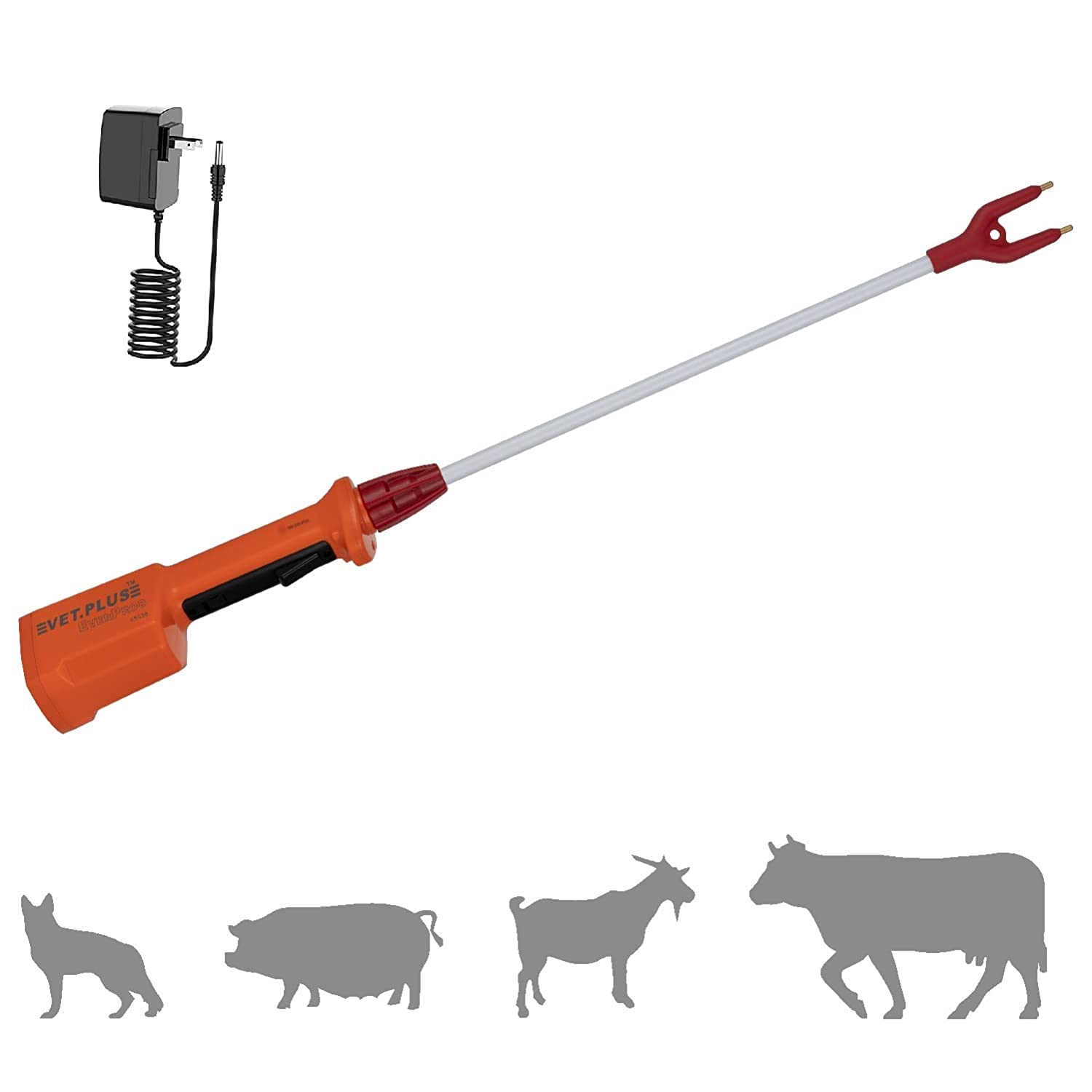 Rechargeable and Waterproof Livestock Prod for Cow Electric Cattle Prod for Cow for Big Dog Safety Animal prod with Flexible Shaft Length 43", Total Length 53 1/2 inch