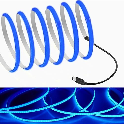 Image of MDee】Type C COB Tape Light LED Strip.9.84ft /3m- Flexible 5mm Hidden DC 5V LED Tape with 320 LEDs /m for Blue Lighting. Cuttable, Shapeable, Type C Powered. Ideal for Kitchen | Flexible Hidden LED Tape with 320 LEDs /m for Warm Lighting. Cuttable, Shapeable, Type C Powered. Ideal for Kitchen