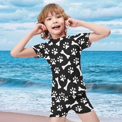 Dogs Bone and PawsChildren's Swimsuits Boys Two Piece Suit9-11Y（140cm）3