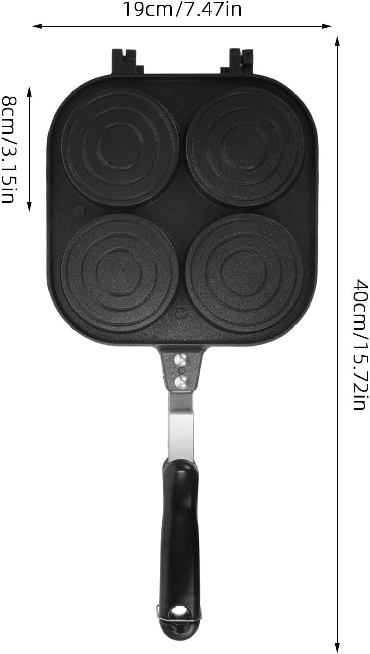 Non-Stick Four-Hole Egg Frying Pan Double-Sided Breakfast Skillet Mold for Burger and Egg Cooking Home Kitchen Omelet Cooker