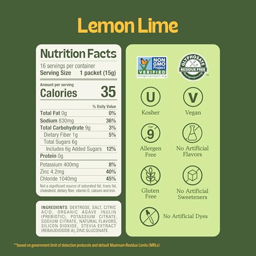 Image of KinderFarms Kids Advanced Electrolyte Powder Drink Mix, Lemon Lime, 16 Ct