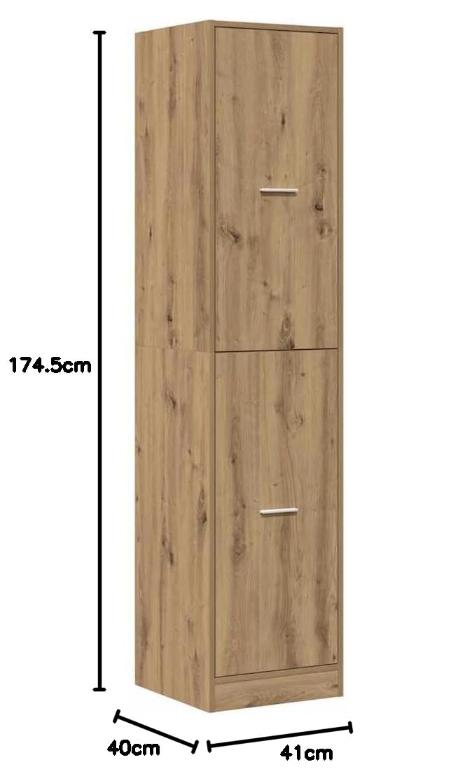 Apothekerschrank Artisan-Eiche 40x41x174,5 cm, Holzwerkstoff, Mehrzweckschrank mit Auszug, robuster Stauraum für Küche, Büro, Wohnzimmer, vielseitiges Möbelstück