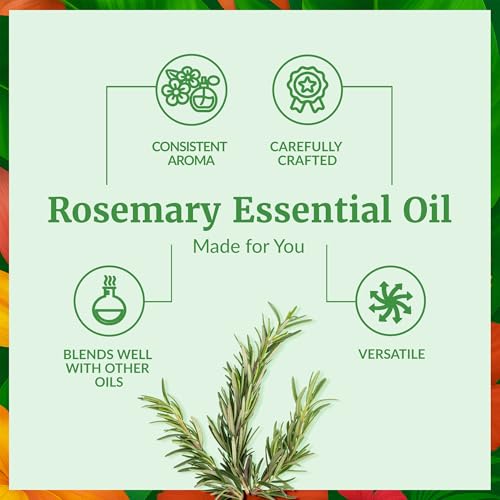 Image of SVA Rosemary Essential Oil - 4 Fl Oz - for Diffuser, Skin & Hair Care - Ideal for Aroma, Massage & DIY Blends- with Dropper